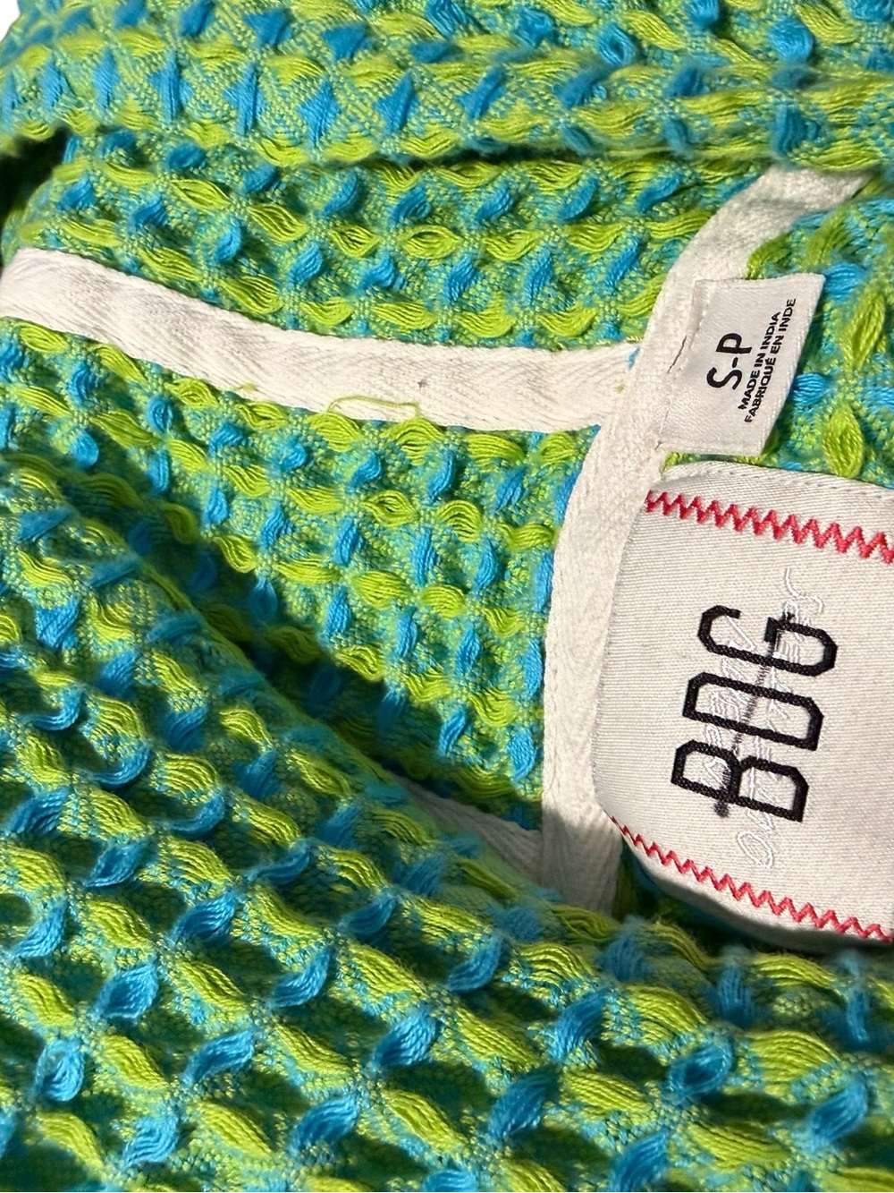 BDG Urban Outfitters Baja Stanley Waffle Hoodie Blue Green Top S - Picture 6 of 8